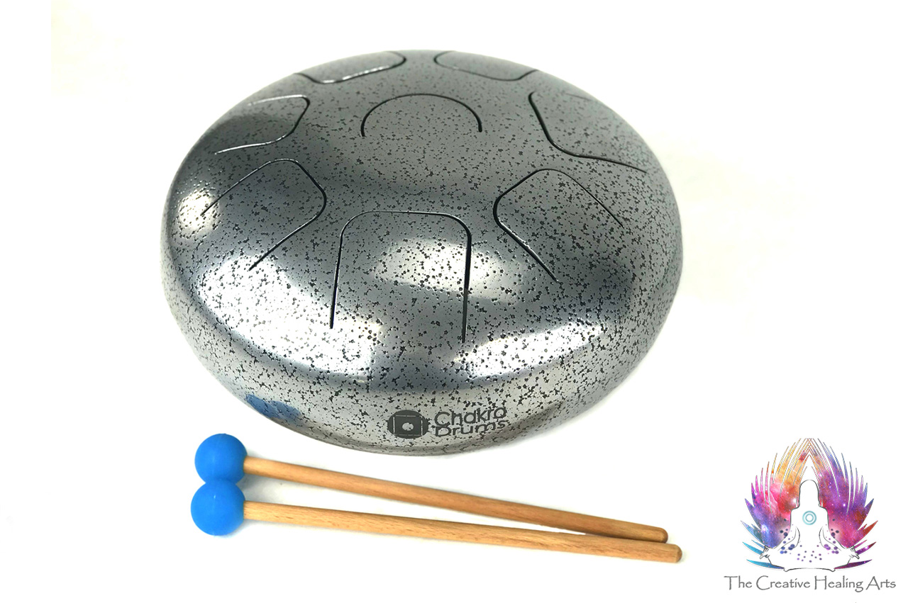 432 Hz Metal Chakra Drum Logo Silver 12" X 6"